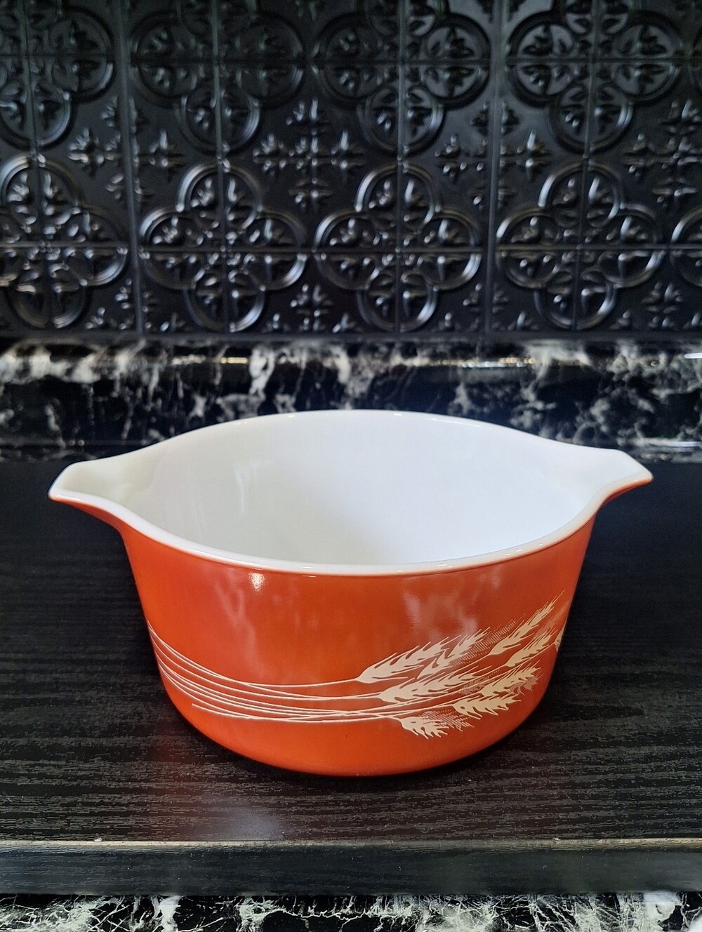 Vintage Pyrex 1.5 L Autumn Harvest Wheat Casserole # 474, 1970s Bakeware
